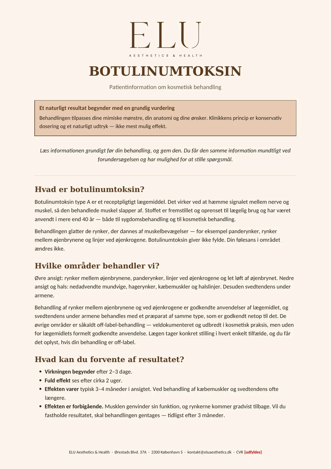 Rynkereducerende behandling – kundeinformation, side 1 af 4