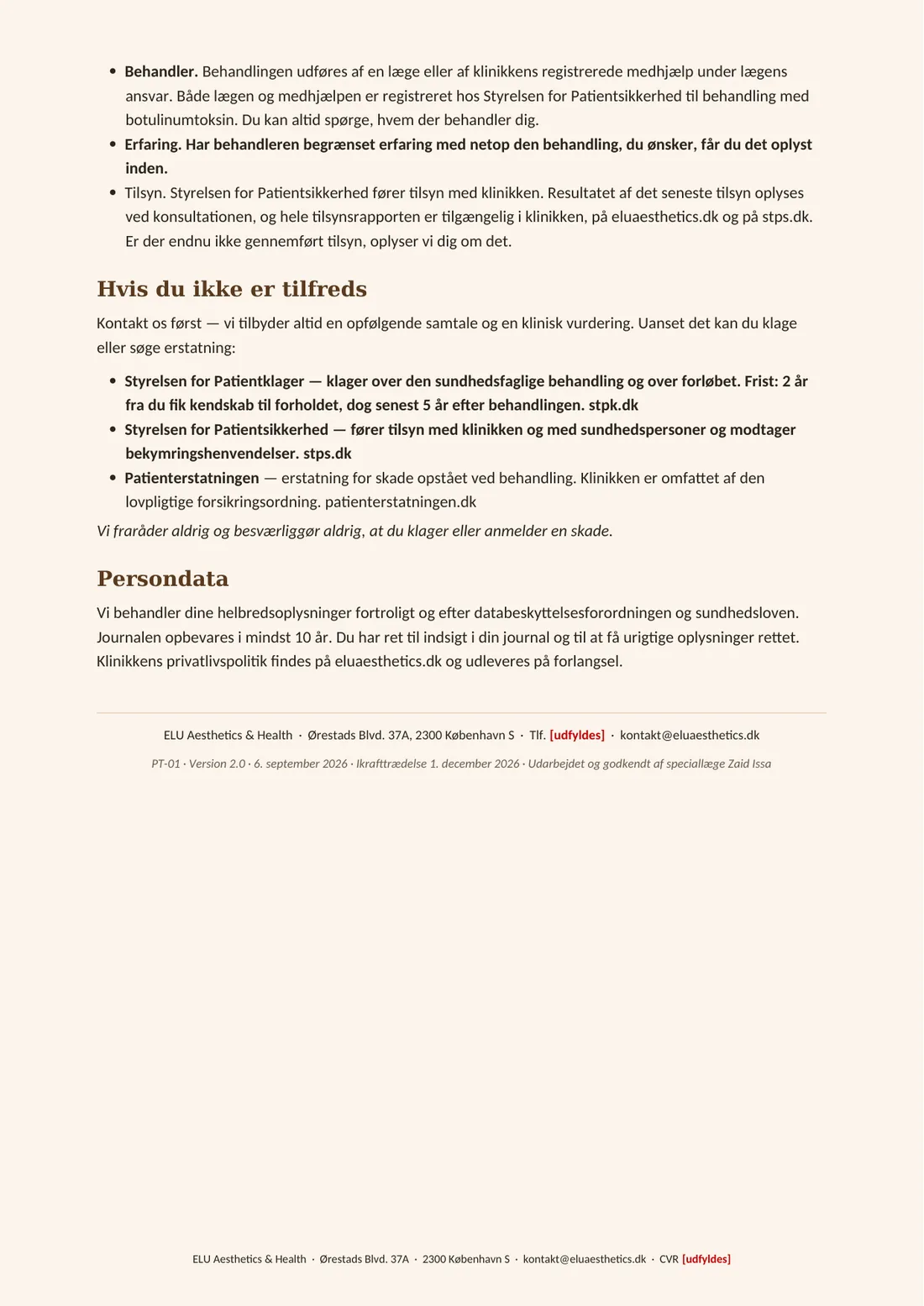 Rynkereducerende behandling – kundeinformation, side 4 af 4