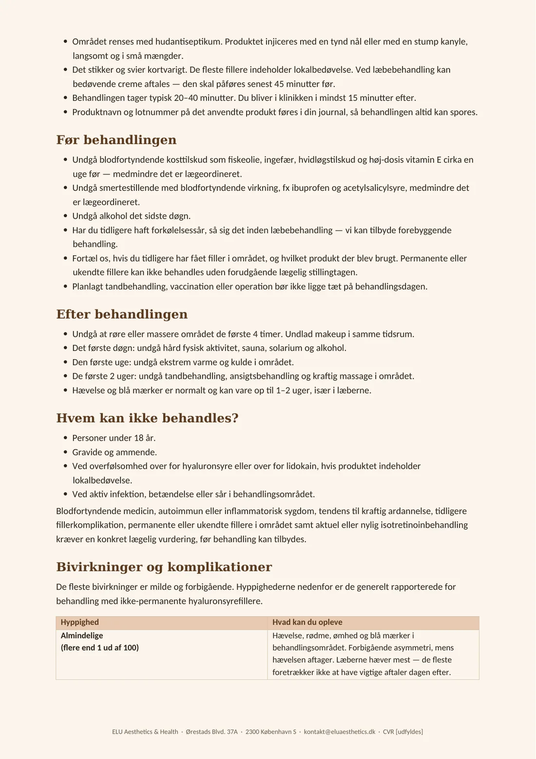 Ikke-permanente fillers – kundeinformation, side 2 af 4