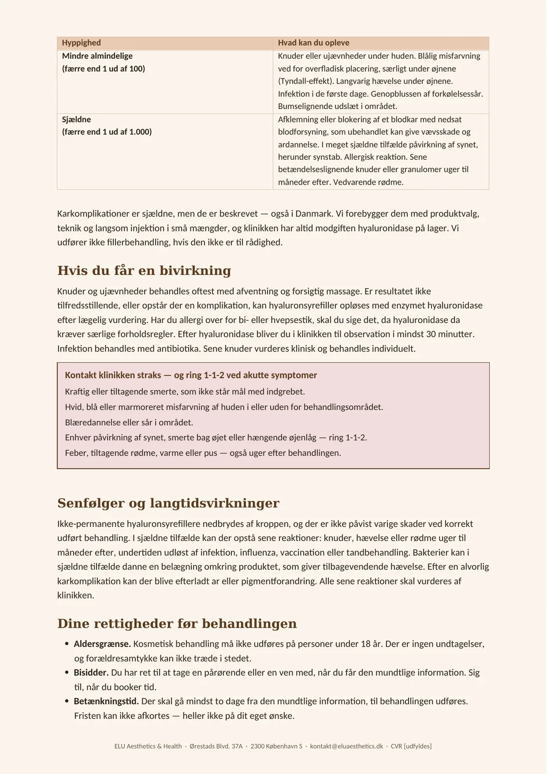 Ikke-permanente fillers – kundeinformation, side 3 af 4